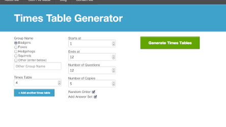 Times Table Generator